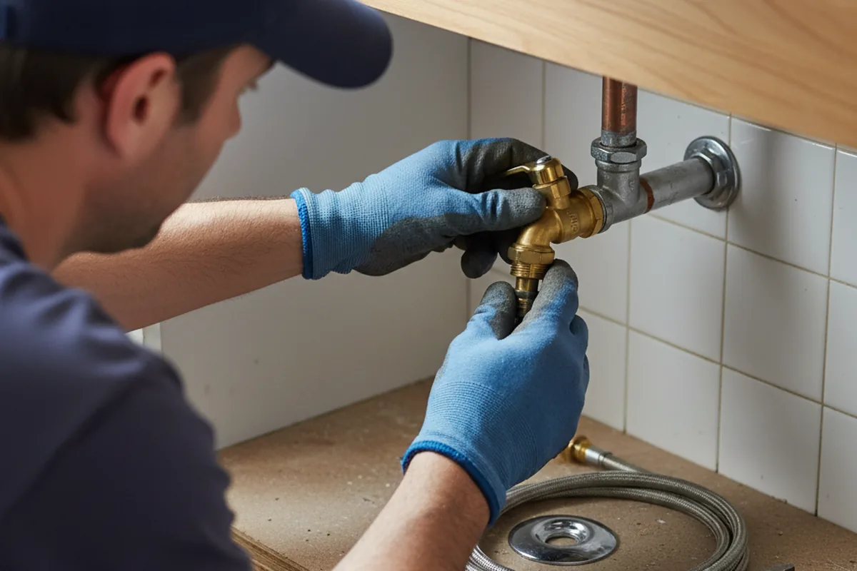 Shutoff valve and fitting work during Faucet and Fixture Repair in Weimar